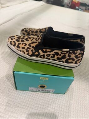 Keds Leopard Print Slip-On Sneakers - Beige and Black